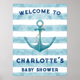 Välkomsttecken för Blue Nautical Sailor Baby Showe Poster