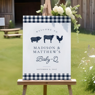 Välkomsttecken för Blue Play Rustic Baby Shower BB Poster