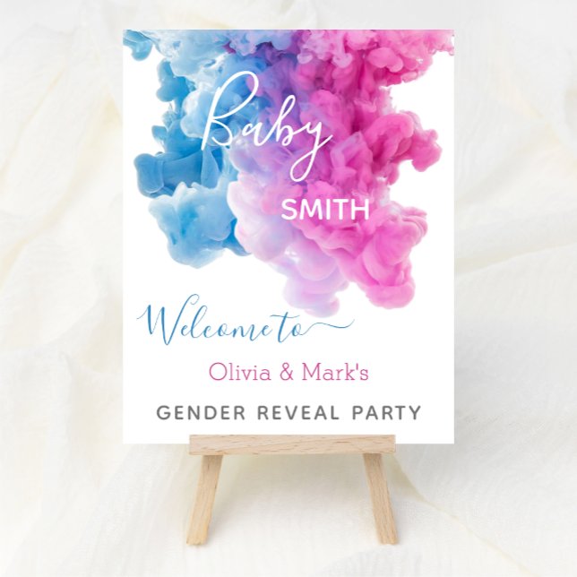 Välkomsttecken för Blue Rosa Smoke Gender Reveal P Poster (Skapare uppladdad)