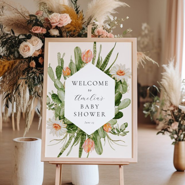 Välkomsttecken för Boho Cactus Baby Shower Poster (Skapare uppladdad)