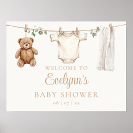 Välkomsttecken för Boho Clothesline Baby Shower Poster
