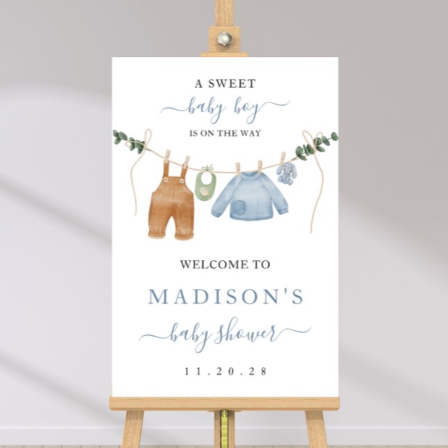 Välkomsttecken för Boho Clothesline Boy Shower Poster (Skapare uppladdad)