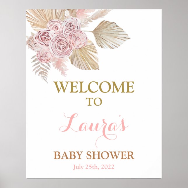Välkomsttecken för Boho Desert Baby Shower Girl Poster (Framsidan)