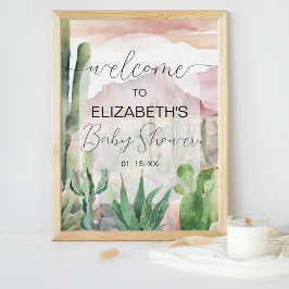 Välkomsttecken för Boho Desert Nature Cactus Baby  Poster