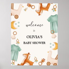 Välkomsttecken för Boho Flicka Clothes Baby Shower Poster