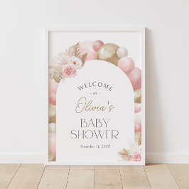 Välkomsttecken för Boho Pampas Grass Arch Baby Sho Poster