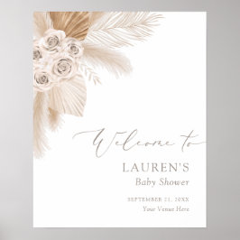 Välkomsttecken för Boho Pampas Grass Baby Shower Poster