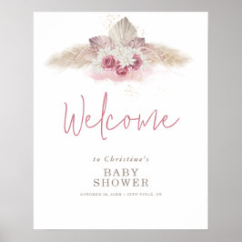 Välkomsttecken för Boho Pampas Grass Baby Shower Poster