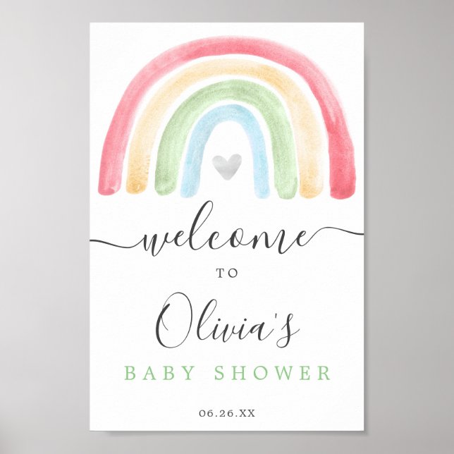 Välkomsttecken för Boho Rainbow Baby Shower Poster (Framsidan)