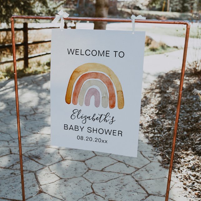 Välkomsttecken för Boho Rainbow Baby Shower Poster (Skapare uppladdad)