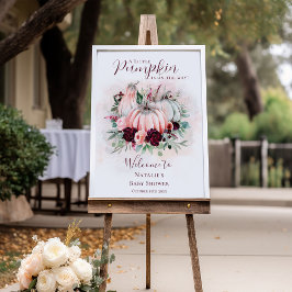 Välkomsttecken för Boho Rosa Pumpkin Baby Shower Poster
