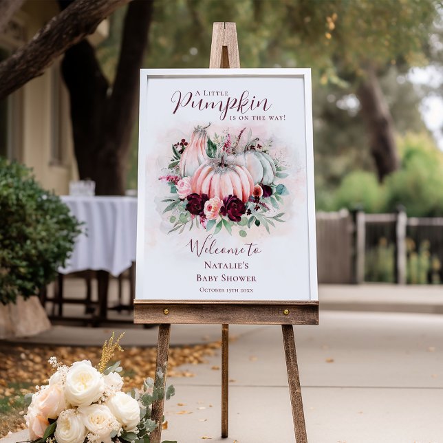 Välkomsttecken för Boho Rosa Pumpkin Baby Shower Poster (Skapare uppladdad)