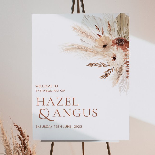 Välkomsttecken för Boho Rust Terracotta Pampas Brö Poster (Skapare uppladdad)