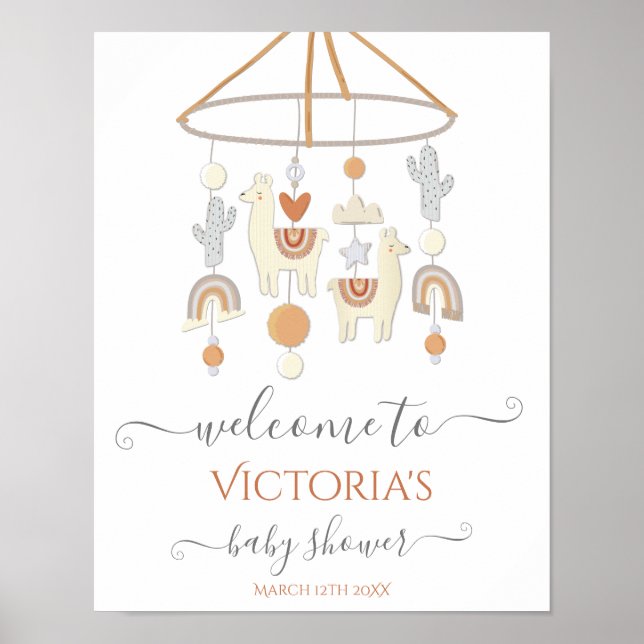 Välkomsttecken för Boho Scandi Mobile Baby Shower Poster (Framsidan)