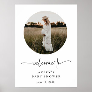 Välkomsttecken för Boho Script Photo Baby Shower Poster
