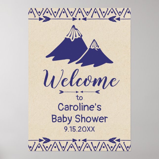 Välkomsttecken för Boho Tribal Baby Shower Poster (Framsidan)