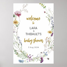 Välkomsttecken för Boho WildblomBaby Shower Poster