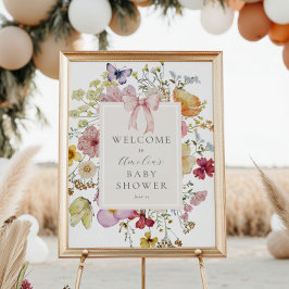 Välkomsttecken för Boho Wildblomma Flicka Shower Poster