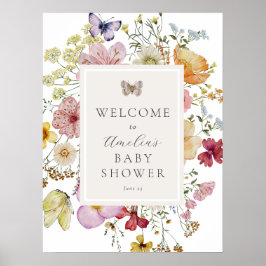 Välkomsttecken för Boho WildblommBaby Shower Poster