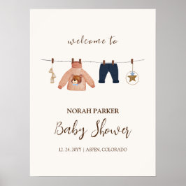 Välkomsttecken för Boho Winter Clothesline Baby Sh Poster