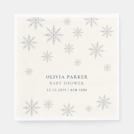 Välkomsttecken för Boho Winter Snowflake Baby Show Pappersservett