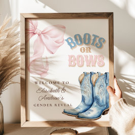 Välkomsttecken för Boots eller Bows Gender Reveal Poster