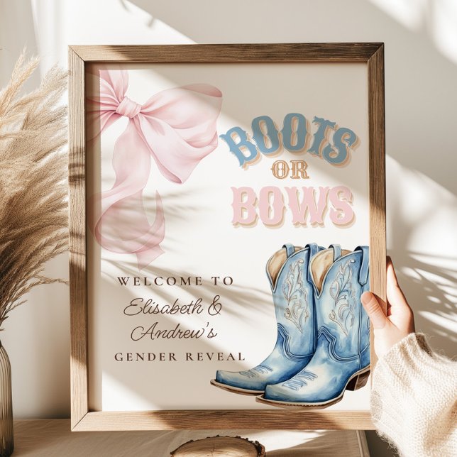 Välkomsttecken för Boots eller Bows Gender Reveal Poster (Skapare uppladdad)