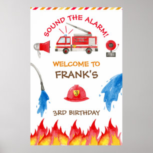Välkomsttecken för brandmotorns Födelsedagsfest i Poster