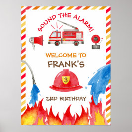 Välkomsttecken för brandmotorns Födelsedagsfest i  Poster