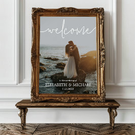 Välkomsttecken för bröllop Poster fotovitt skript