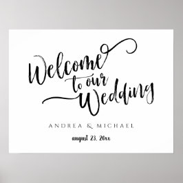 Välkomsttecken för bröllop - Svart för Messy-pense Poster