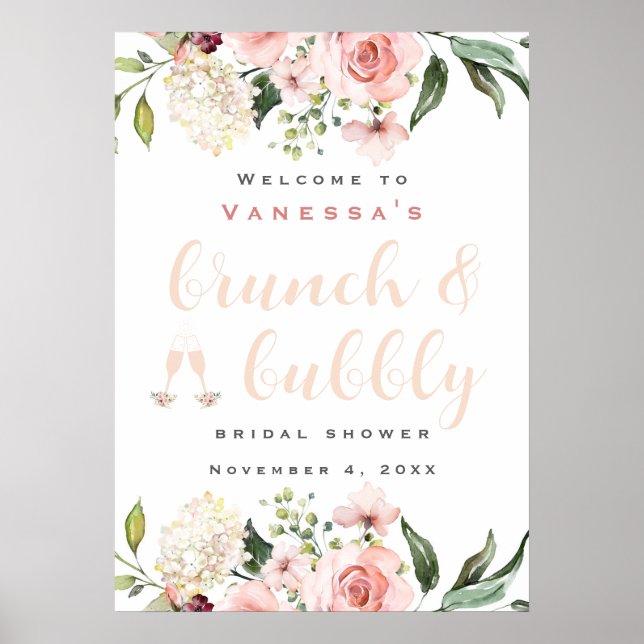 Välkomsttecken för Brunch och Bubly Möhippa Poster (Framsidan)