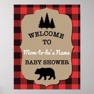 Välkomsttecken för Buffalo Check Baby Shower Poster