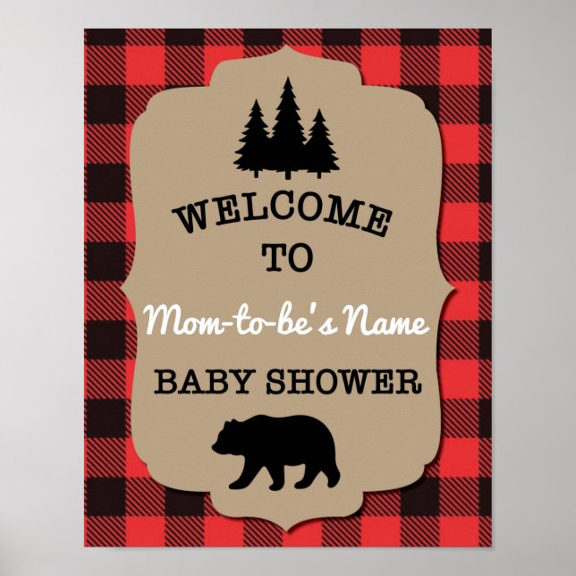 Välkomsttecken för Buffalo Check Baby Shower Poster (Framsidan)