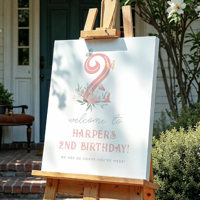 Välkomsttecken för Butterfly Blommigt Girl Födelse Poster (Skapare uppladdad)