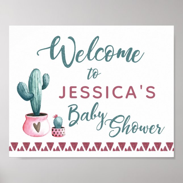 Välkomsttecken för Cactus Baby Shower Poster (Framsidan)