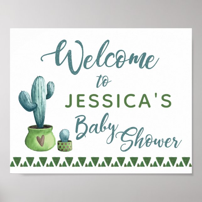 Välkomsttecken för Cactus Baby Shower Poster (Framsidan)