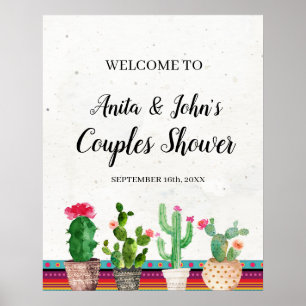 Välkomsttecken för Cactus Par Shower Poster