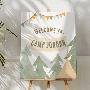 Välkomsttecken för Camping Äventyr Boy Födelsedags Poster