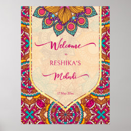 Välkomsttecken för Cerise mandala rangoli mehndi Poster