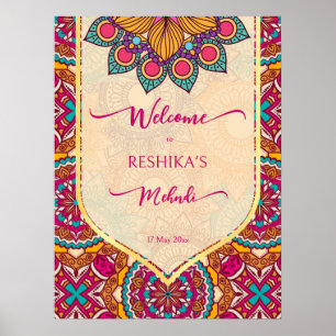 Välkomsttecken för Cerise mandala rangoli mehndi Poster