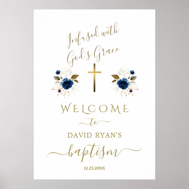 Välkomsttecken för Charm Blue Flowers Gold Boy Bap Poster (Framsidan)