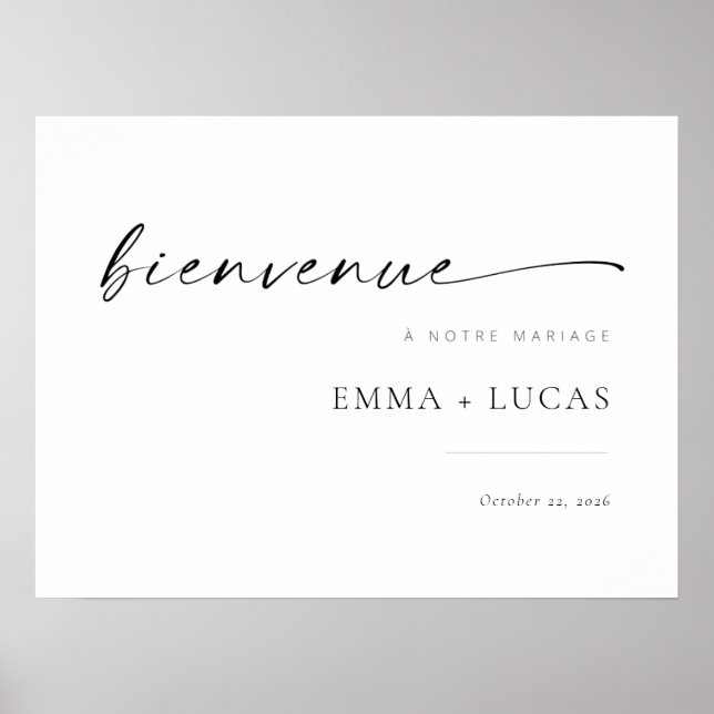 Välkomsttecken för chic Modern Script Bröllop | FR Poster (Framsidan)