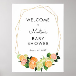 Välkomsttecken för Citrus Fruit Cutie Baby Shower Poster