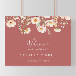 Välkomsttecken för Classic Boho Wildblomma Bröllo Poster