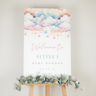 Välkomsttecken för Cloud and Stars Baby Shower Poster
