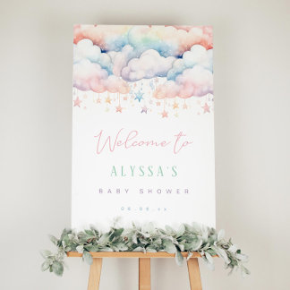 Välkomsttecken för Cloud and Stars Baby Shower Poster
