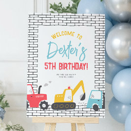 Välkomsttecken för Construction Leksak Boy Födelse Poster