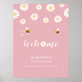Välkomsttecken för Cute Boho Daisy Bloom Baby Show Poster
