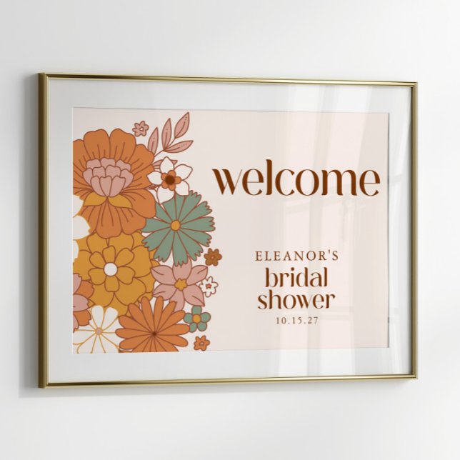Välkomsttecken för Cute Boho Retro Blommigt Möhipp Poster (Skapare uppladdad)